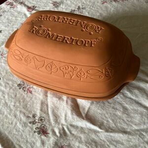 Romertopf #110 West Germany 5.80 Terra Cotta Clay Covered Baking Roaster 12x7.75